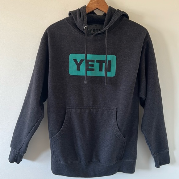 YETI Other - YETI Charcoal Gray Fleece Hoodie with Teal Logo Size Medium‎